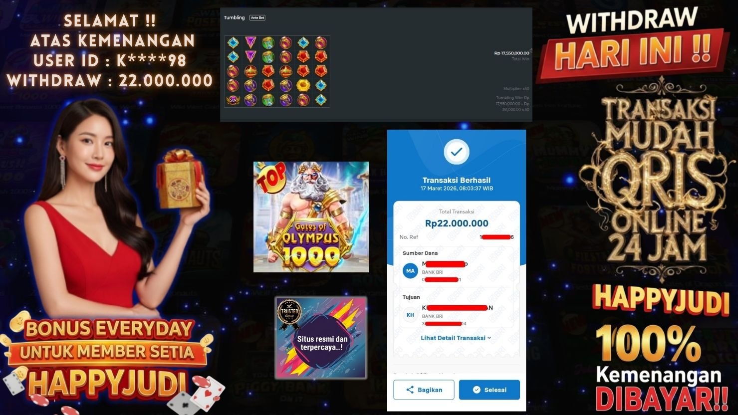 HAPPYJUDI JACKPOT SLOT GATES OF OLYMPUS 1000